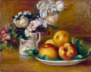 Omenat ja kukat, c1895. tekijältä Pierre Auguste Renoir