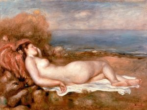 Baigneuse couchee au bord de la mer tekijältä Pierre Auguste Renoir