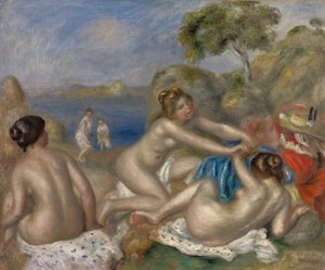 Uimarit leikkivät rapulla, n. 1897 (öljy kankaalle) tekijältä Pierre Auguste Renoir
