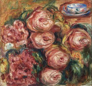 Koostumus ruusuilla ja teekupillisella tekijältä Pierre Auguste Renoir