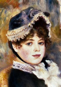 Yksityiskohta "" Rannalla""". Pierre Auguste Renoirin maalaus (Pierre-Auguste tekijältä Pierre Auguste Renoir
