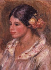 Tyttö ruusuja hänen hiukset tekijältä Pierre Auguste Renoir