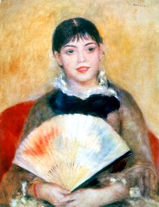 Tyttö tuulettimen kanssa, 1881 tekijältä Pierre-Auguste Renoir