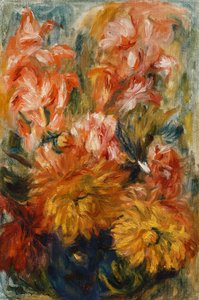 Gladiolit sinisessä maljakossa; Gladioli sinisessä maljakossa, tekijältä Pierre-Auguste Renoir