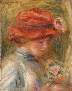 Nuori nainen punaisessa hatussa tekijältä Pierre Auguste Renoir