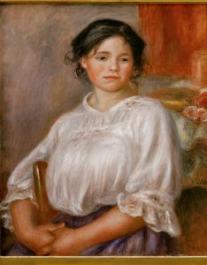 Jeune fille assise (öljy kankaalle) tekijältä Pierre Auguste Renoir
