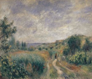 Maisema lähellä Essoyesia Maisema kahdella hahmolla nurmikolla, 1892. tekijältä Pierre Auguste Renoir