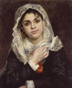Lise valkoisessa huivissa, n. 1872 tekijältä Pierre Auguste Renoir