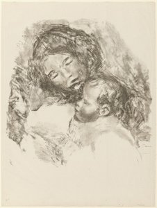 Äitiys, iso lautanen tekijältä Pierre Auguste Renoir
