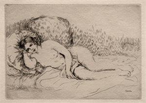 Alaston nainen makuuasennossa tekijältä Pierre-Auguste Renoir