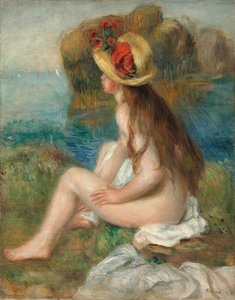 Alaston olkihattu meren rannalla, 1892