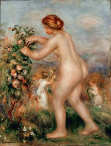 Oodi kukille. Ruusuja luova alaston nainen on ruusupuu. Pierre Auguste Renoirin maalaus (Pierre-Auguste