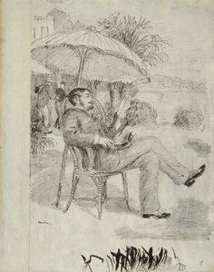 Hotellin terassilla Bordigherassa: Taidemaalari Jean Martin arvioi Bill, 1881 tekijältä Pierre Auguste Renoir