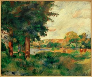 Ile de France maisema korkeilla puilla tekijältä Pierre Auguste Renoir