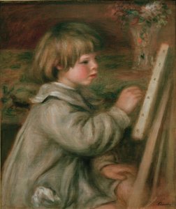 Muotokuva Claude Renoirin maalauksesta. Claude maalaustelineessä tekijältä Pierre Auguste Renoir