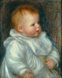 Cocon muotokuva sinistä taustaa vasten tekijältä Pierre Auguste Renoir