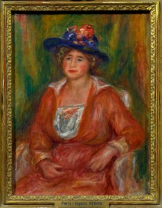 Pierre Auguste Renoirin (1841-1919) maalaus istuvasta naisesta, koko 0,35 x 0,27 m Paris musee du Louvre Pakollinen maininta: Lahjoitus Helene et Victor Lyon tekijältä Pierre Auguste Renoir