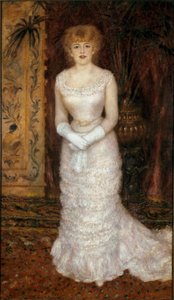 Muotokuva näyttelijä Jeanne Samarysta (1857-1890) jalan. Pierre Auguste Renoirin maalaus (Pierre-Auguste tekijältä Pierre Auguste Renoir