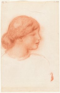 Nuoren naisen profiili, n.1910 (punaliitu) tekijältä Pierre Auguste Renoir