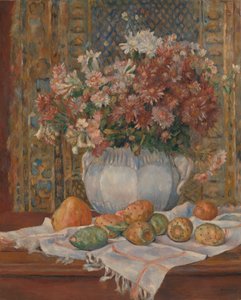 Asetelma, jossa on kukkia ja piikkipäärynöitä, noin 1885 (öljy kankaalle). tekijältä Pierre Auguste Renoir