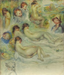Pierre Renoirin, hänen äitinsä, Aline Charigotin, alastonkuvan ja maiseman tutkimuksia, 1885-86