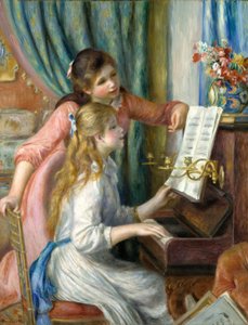 Kaksi nuorta tyttöä pianon ääressä, 1892 tekijältä Pierre Auguste Renoir
