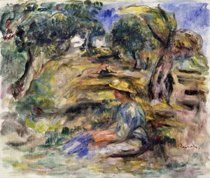 Nainen sinisessä, istuva; Istuva nainen sinisessä, tekijältä Pierre Auguste Renoir