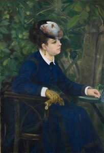 Nainen puutarhassa Nainen lokkihatulla, 1868. tekijältä Pierre Auguste Renoir