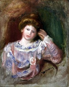 Nainen pää kädessään, n. 1907 (öljy kankaalle) tekijältä Pierre Auguste Renoir
