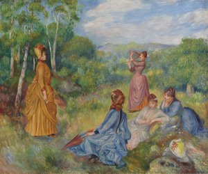 Nuoret naiset pelaamassa sulkapalloa, noin 1887 tekijältä Pierre-Auguste Renoir