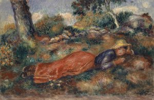 Nuori nainen makaa ruohikossa, 1890-95 tekijältä Pierre-Auguste Renoir