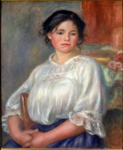 Nuori tyttö istuu tekijältä Pierre-Auguste Renoir