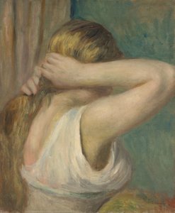 Nuori tyttö kädet kohotettuna, noin 1895 (öljy kankaalle). tekijältä Pierre Auguste Renoir