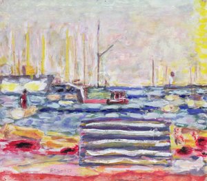 Satama Normandiassa, n. 1930 (guassi & wc paperilla) tekijältä Pierre Bonnard