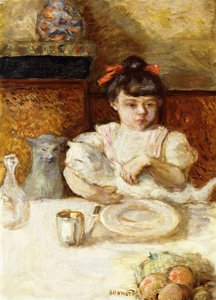 Lapsi ja kissat; Enfant et Chats, n. 1906 (öljy kankaalle) tekijältä Pierre Bonnard