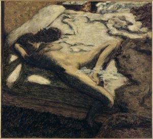 Nainen torkkumassa sängyllä tai Indolente tekijältä Pierre Bonnard