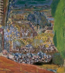 Maisema punaisilla katoilla tekijältä Pierre Bonnard