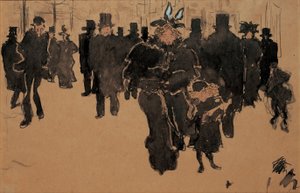Le boulevard, n. 1890 (akvarelli, muste ja pesu kiillotuspaperille) tekijältä Pierre Bonnard