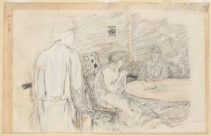 Lomanhaltija (haavoittunut perheessään) (w/c ja kynä paperille) tekijältä Pierre Bonnard