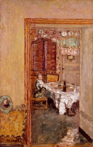 Pieni poika ruokasalissa. Pierre Bonnardin (1867-1947) maalaus 1898 Englantilainen yksityinen kokoelma tekijältä Pierre Bonnard