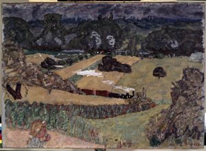 Maisema tavarajunalla. Pierre Bonnardin maalaus (1867-1947) tekijältä Pierre Bonnard