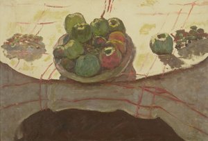 Omenalautanen pöydällä, n. 1910-12 (öljy kankaalle) tekijältä Pierre Bonnard