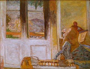 Ranskalainen ikkuna (Matin a Le Cannet) Pierre Bonnardin (1867-1947) maalaus 1932. Öljy kankaalle. Himmeä. 86x112 cm Collection Privee tekijältä Pierre Bonnard