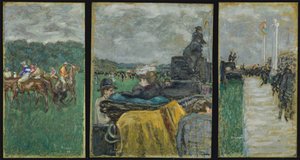 The Longchamp Racecourse Les kursseja à Longchamp. Triptyykki, 1897 tekijältä Pierre Bonnard