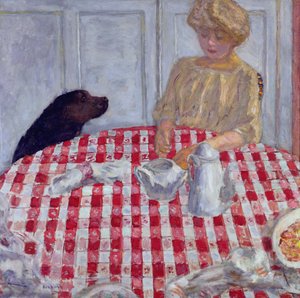Punaruutuinen pöytäliina eli The Dogs Dinner, 1910 tekijältä Pierre Bonnard