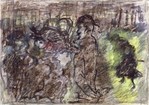 Aukio, Ilta, 1899 (pastelli, wc ja muste paperille) tekijältä Pierre Bonnard