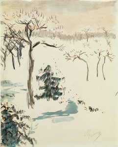 Talvimaisema, 1910 (wc ja kynä paperille) tekijältä Pierre Bonnard