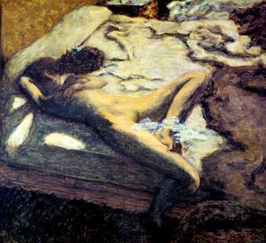 Nainen makuulla sängyllä eli Laiska nainen, 1899 tekijältä Pierre Bonnard
