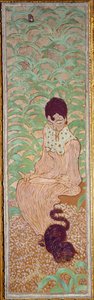 Nainen istuu kissan luona tekijältä Pierre Bonnard