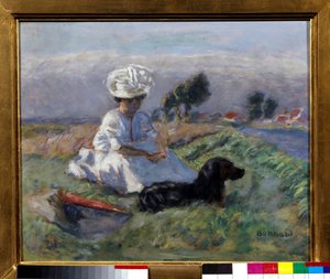 Nainen koiran kanssa (öljy kankaalle) tekijältä Pierre Bonnard